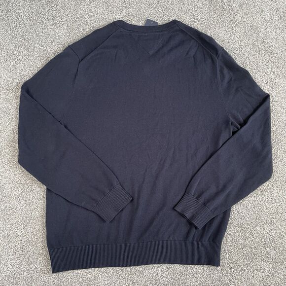 Tommy Hilfiger Mens Long Sleeve Cotton V-Neck Pullover Sweater Blue Size XXL NEW - Picture 3 of 11